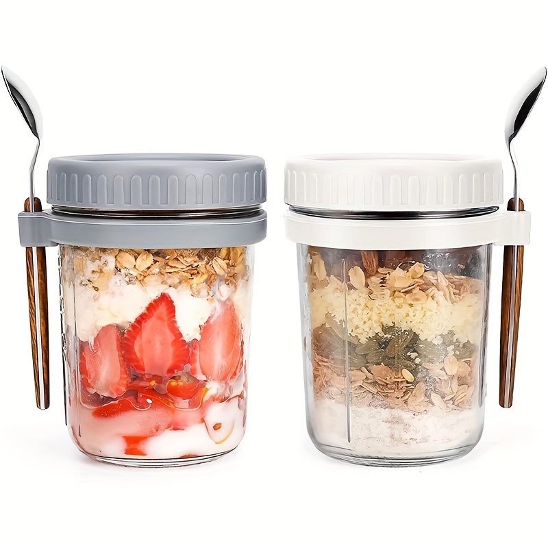 Overnight Oat Jar - 1 قطعة/2 قطعة كوب الشوفان الزجاجي،