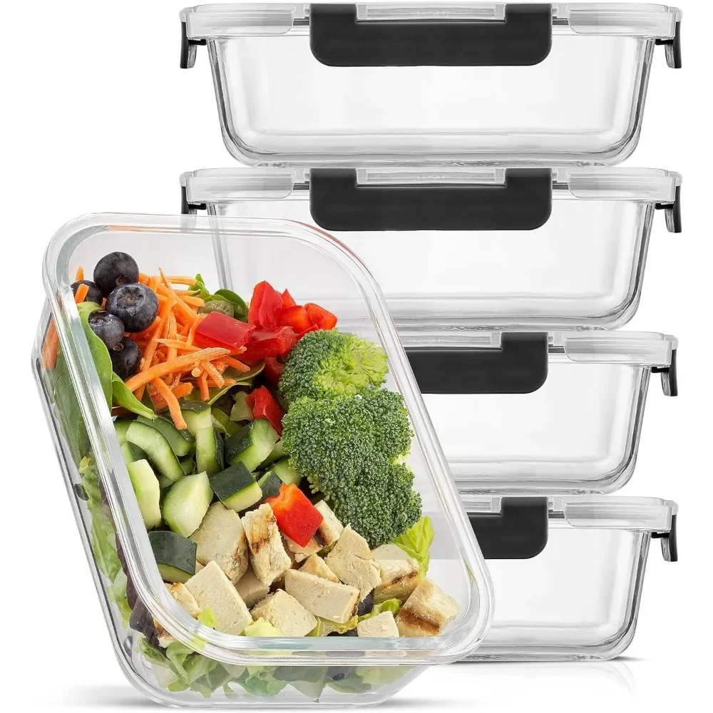 Meal Prep Glass - y حاويات تخزين المواد الغذائية الزجاجية