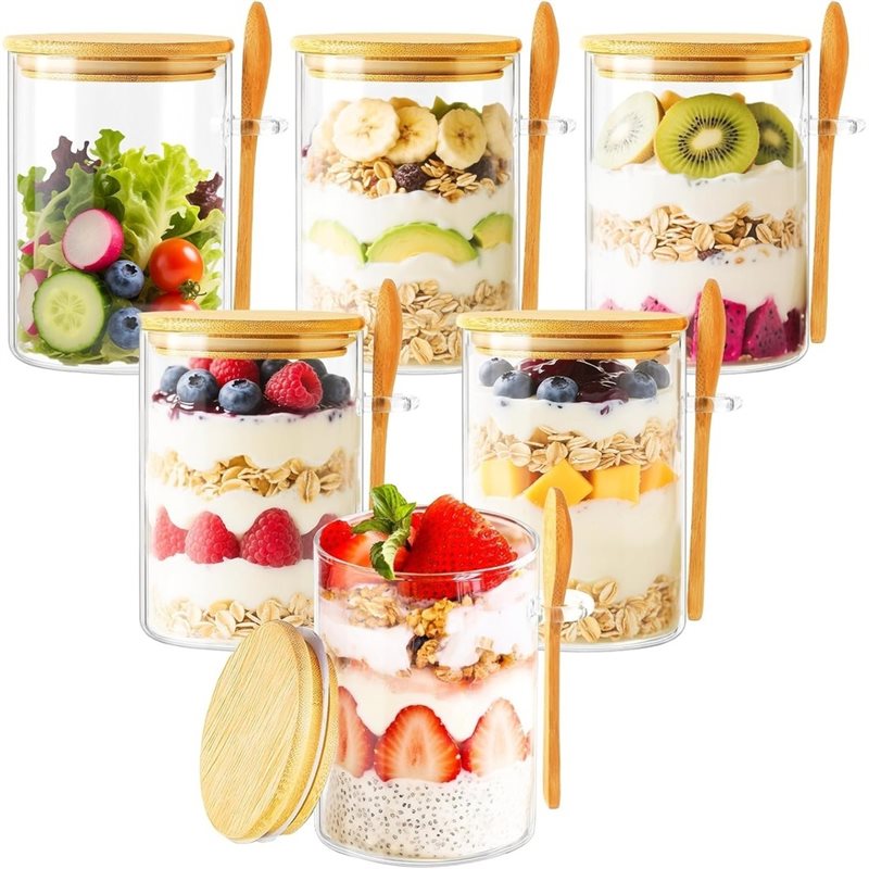 Overnight Oat Jar - مجموعة AB46-1 من 6 قطع، وعاء