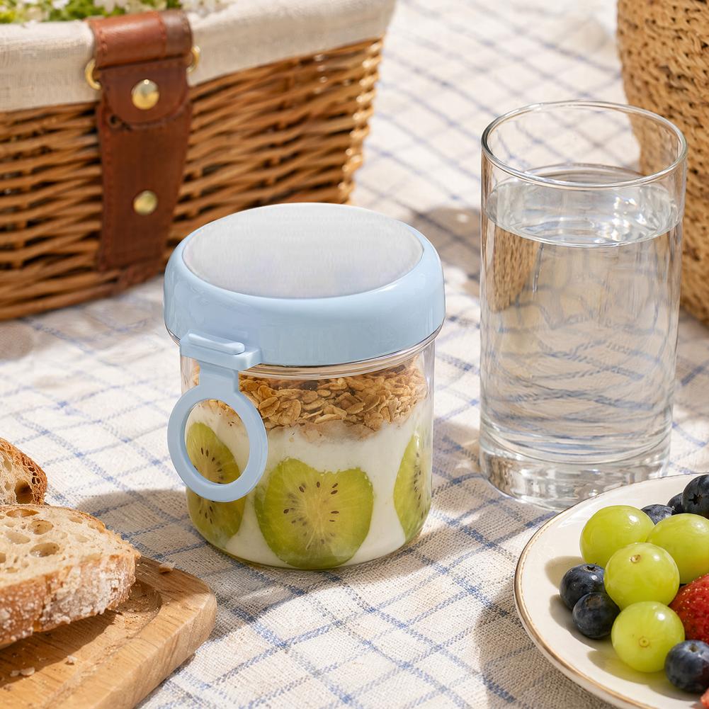 Overnight Oat Jar - وعاء زجاجي للشوفان الليلي مع غطاء