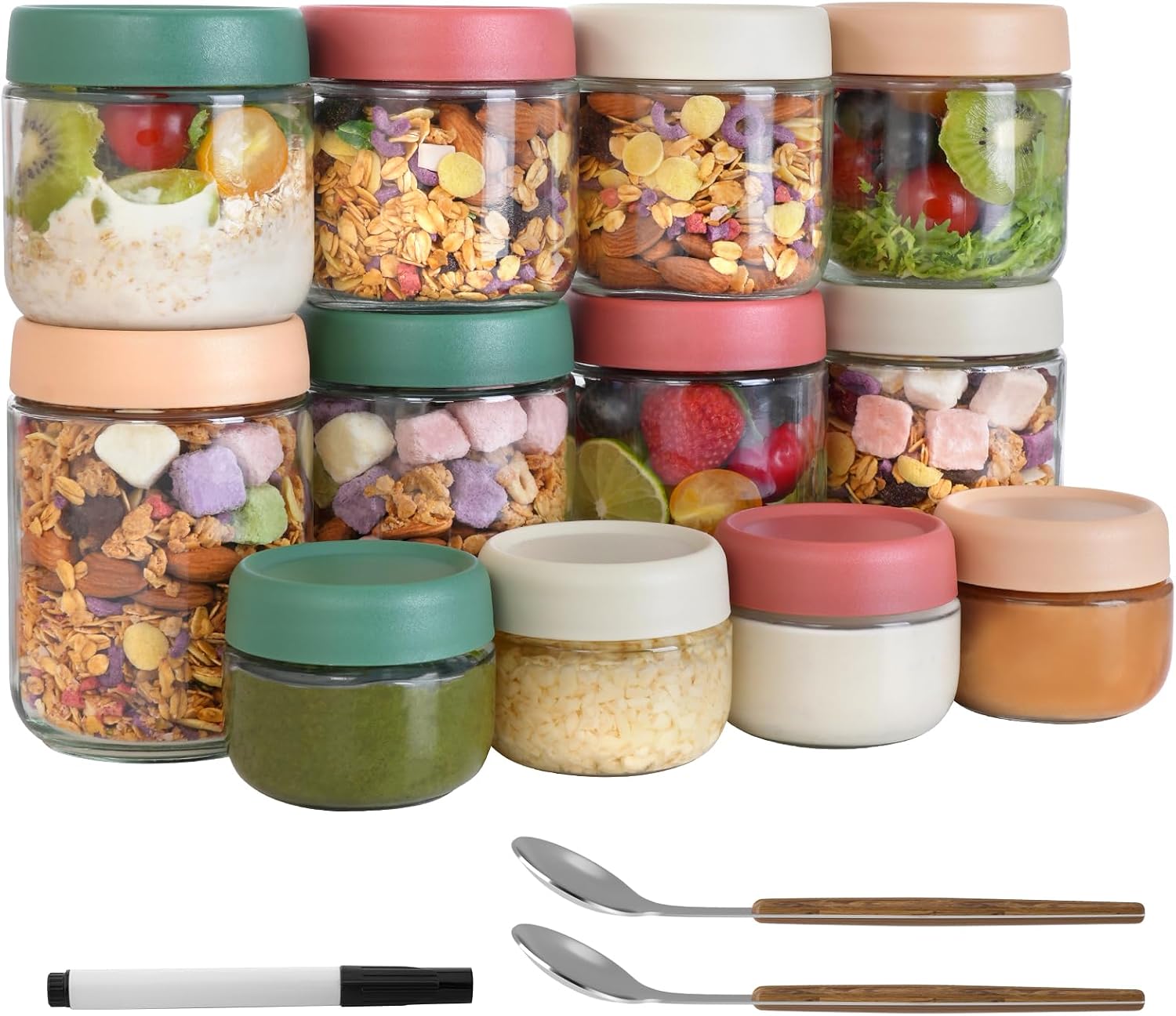 Overnight Oat Jar - 12 عبوة من أوعية الشوفان الليلي