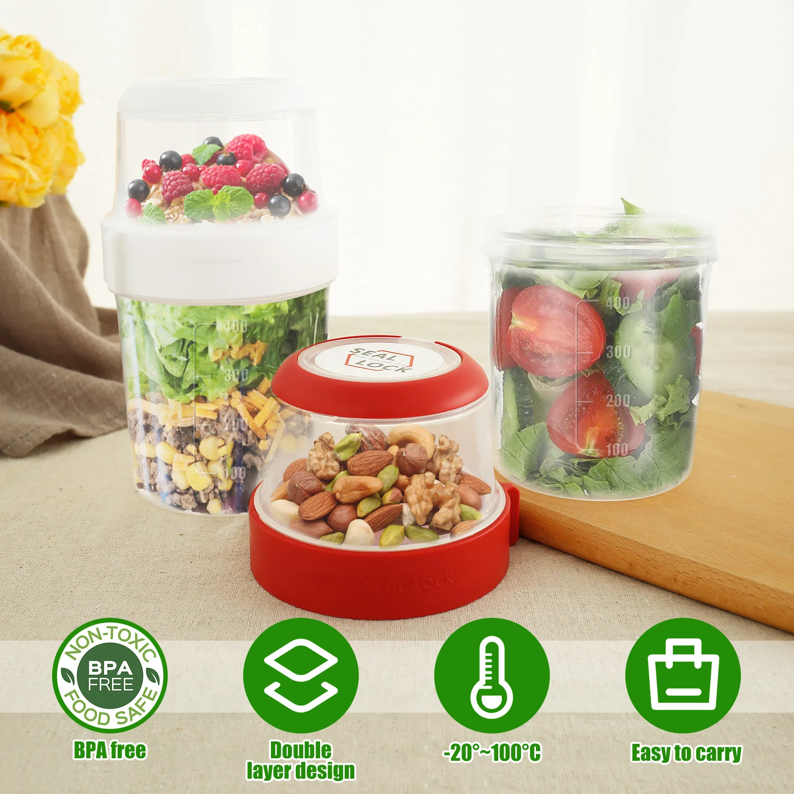 2 قطعة أكواب الإفطار قابلة لإع - مراجعة Overnight Oat Jar وسعره