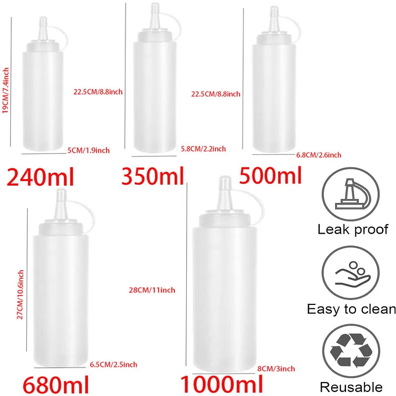 زجاجات ضغط كبيرة للتوابل مع فو - مراجعة Sauce Squeeze Bottle وسعره