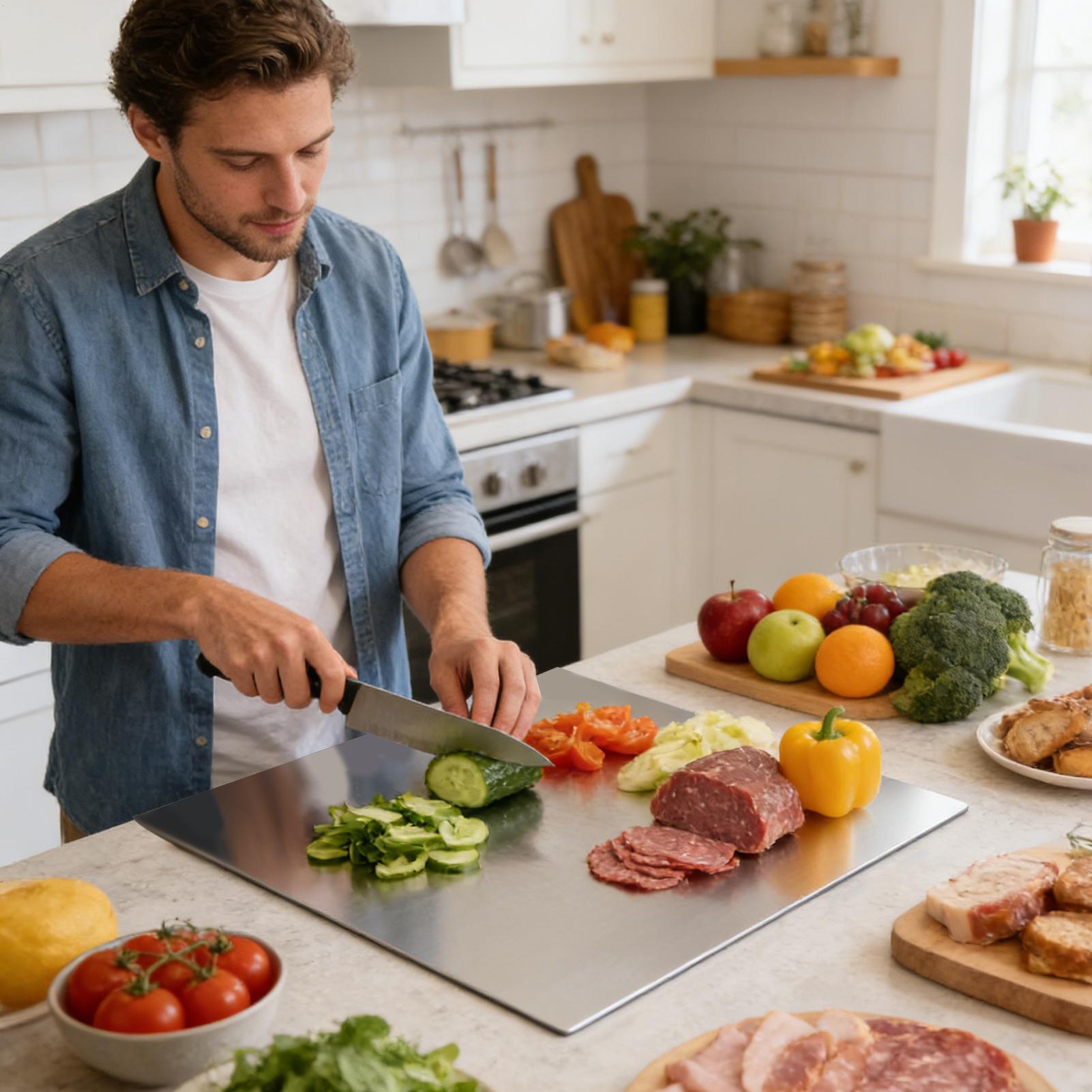 لوح تقطيع من الفولاذ المقاوم ل - مراجعة Meal Prep Kitchen وسعره